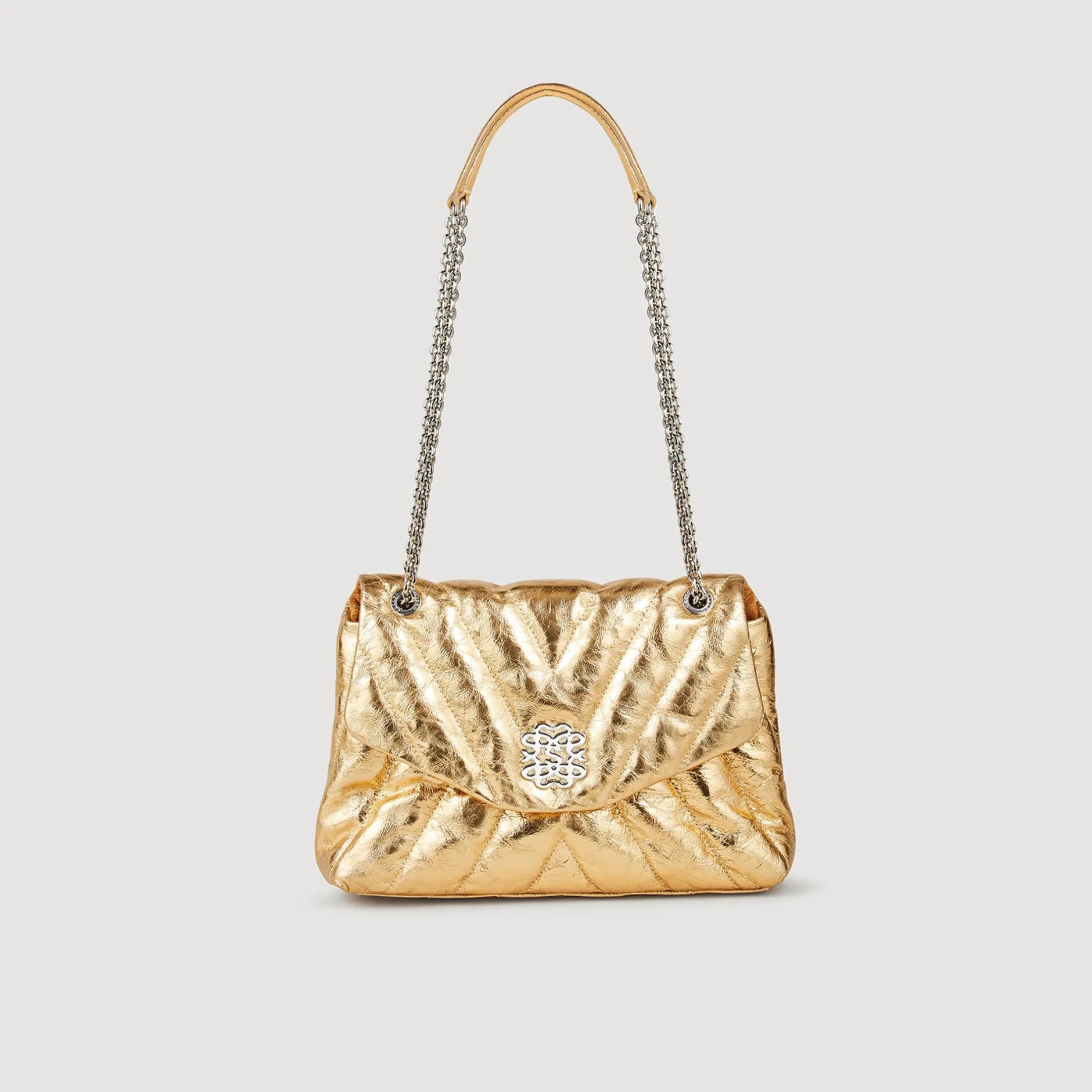 Femme SANDRO Sac Mila En Cuir Métallisé Matelassé