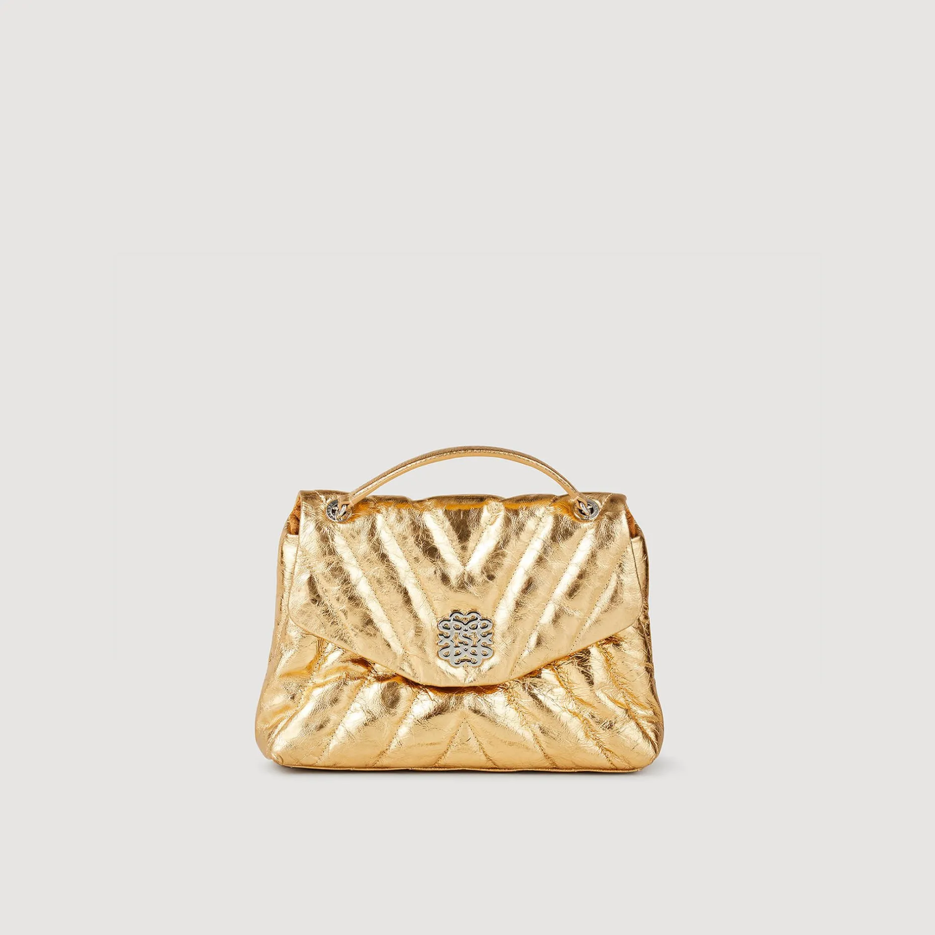 Femme SANDRO Sac Mila En Cuir Métallisé Matelassé
