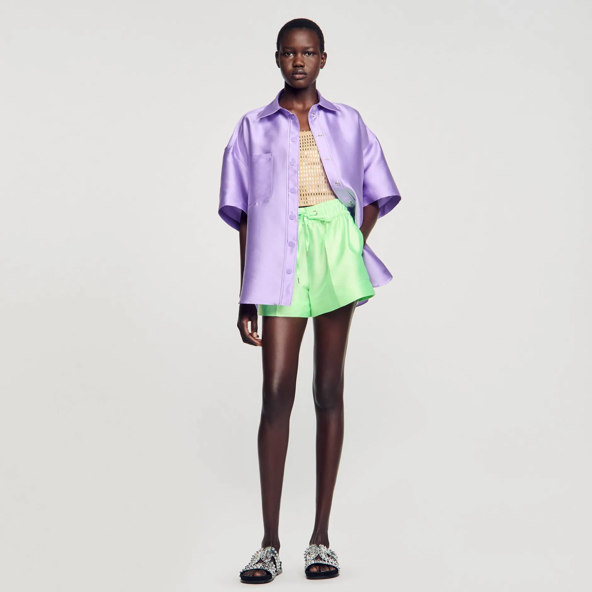 Femme SANDRO Short Large Satiné