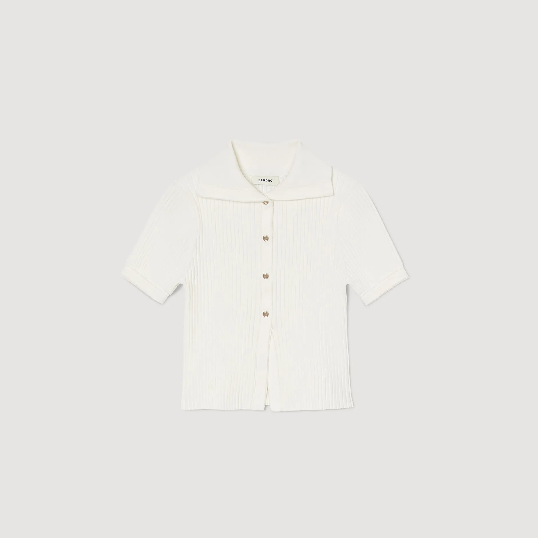 Femme SANDRO Top En Maille à Col Vareuse