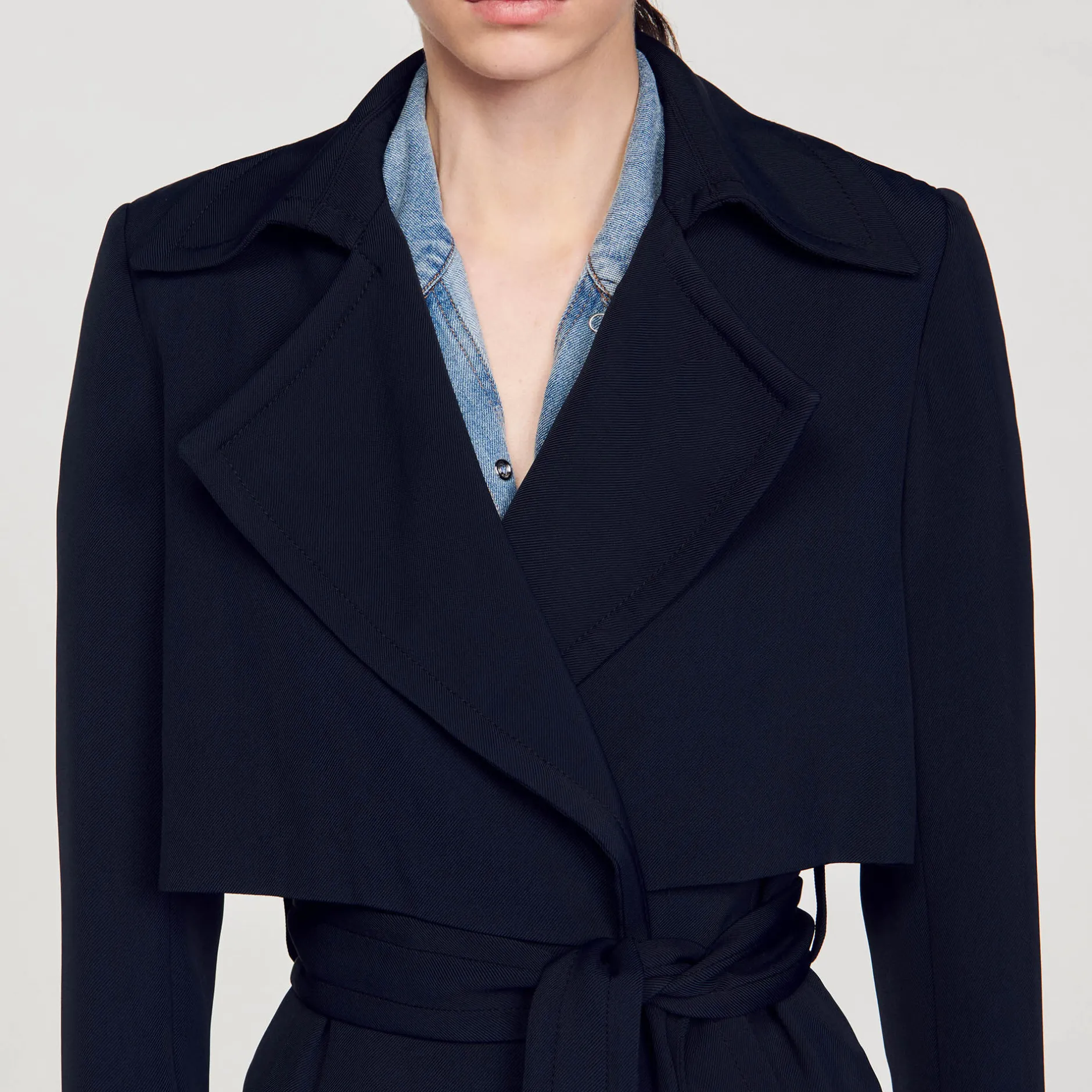Femme SANDRO Trench Long à Découpes Côtés