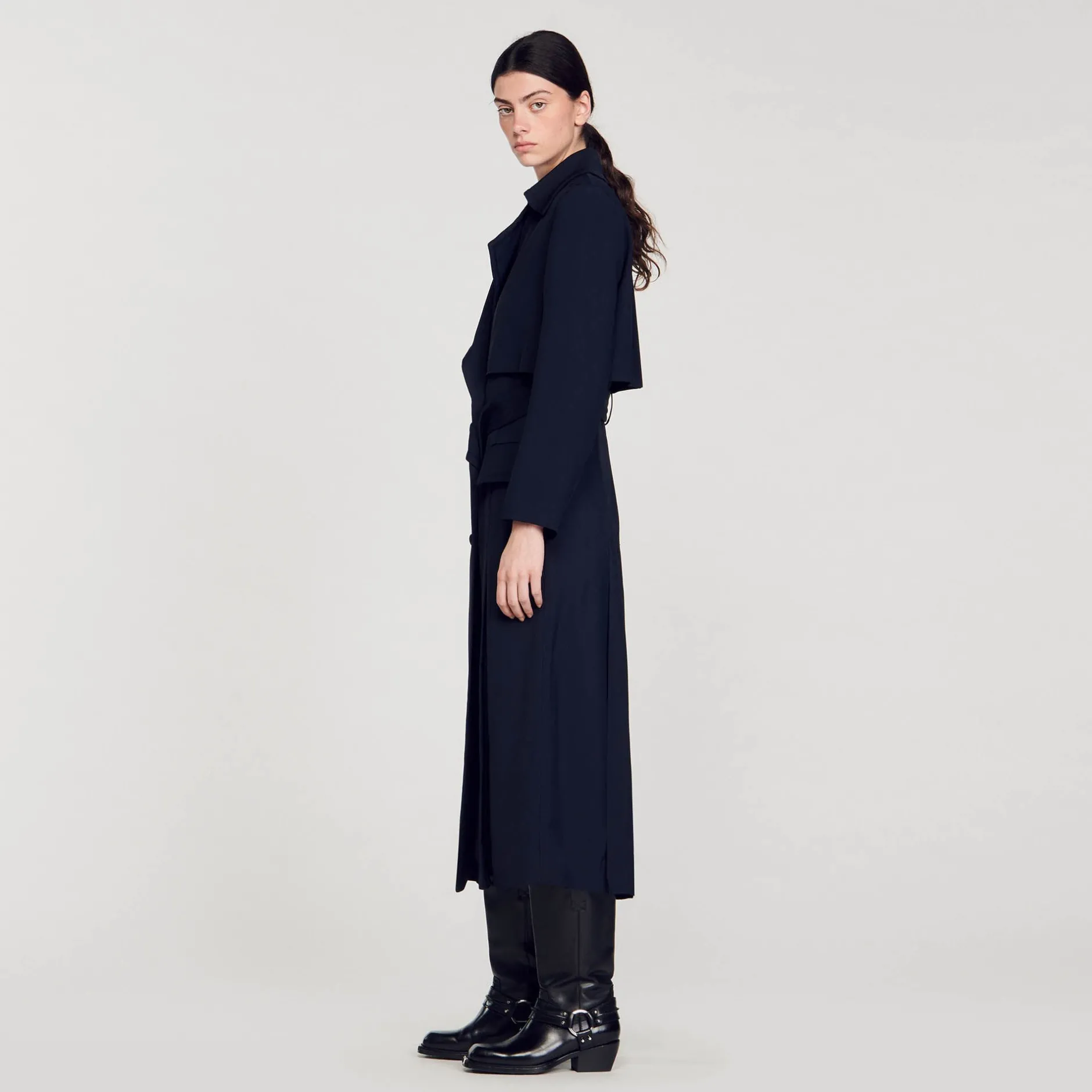 Femme SANDRO Trench Long à Découpes Côtés