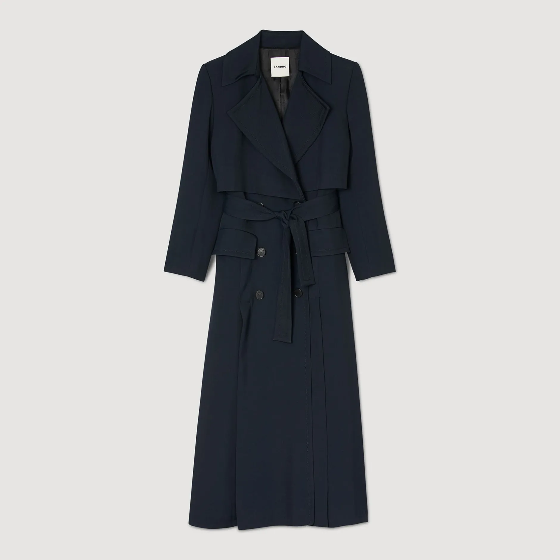 Femme SANDRO Trench Long à Découpes Côtés