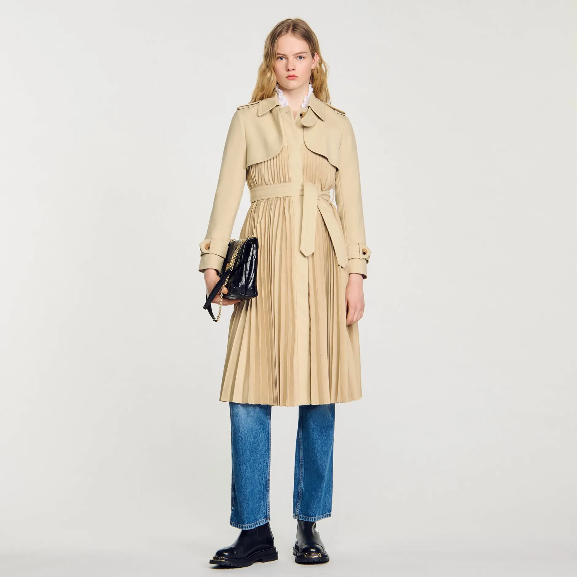 Femme SANDRO Trench Plissé à Ceinturer