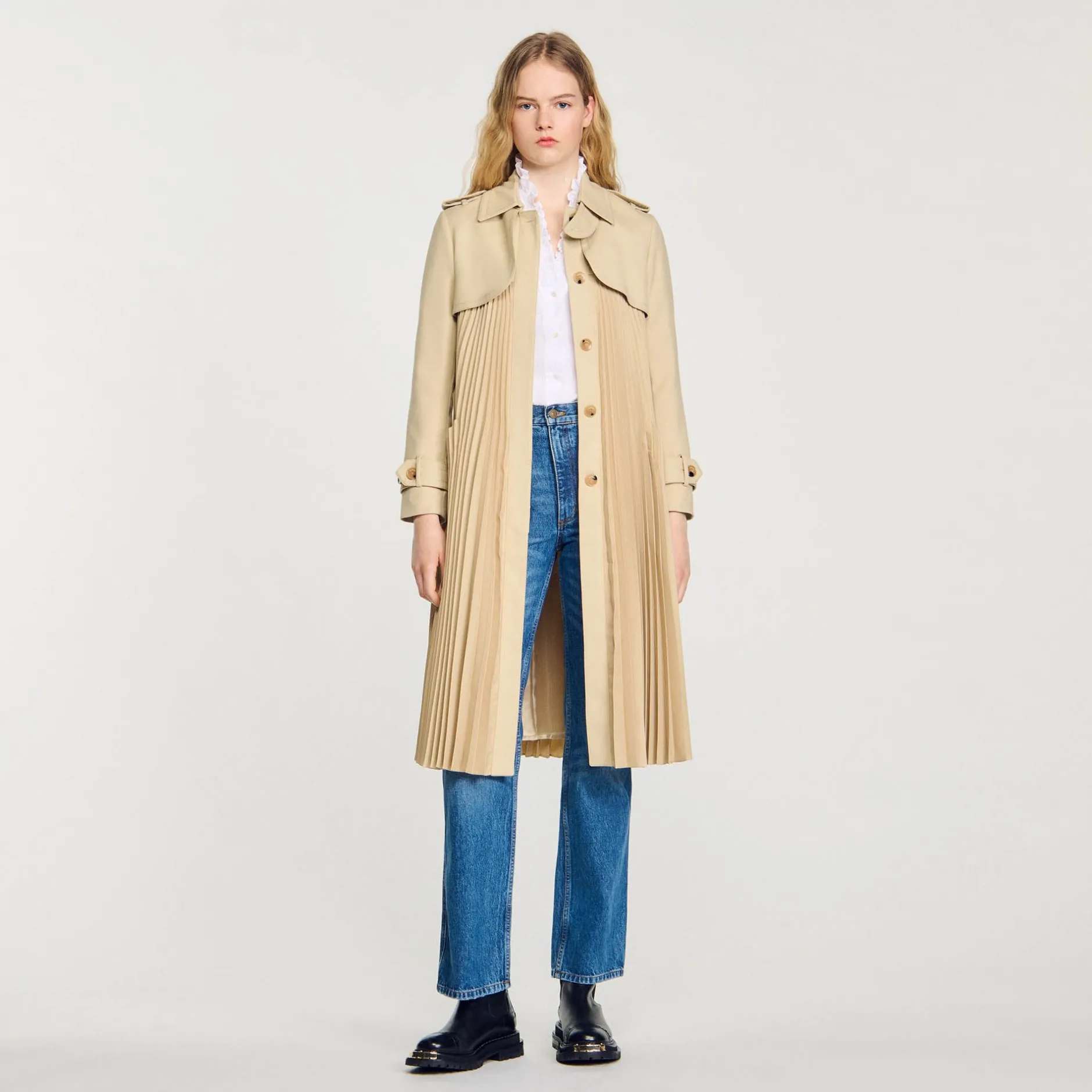 Femme SANDRO Trench Plissé à Ceinturer