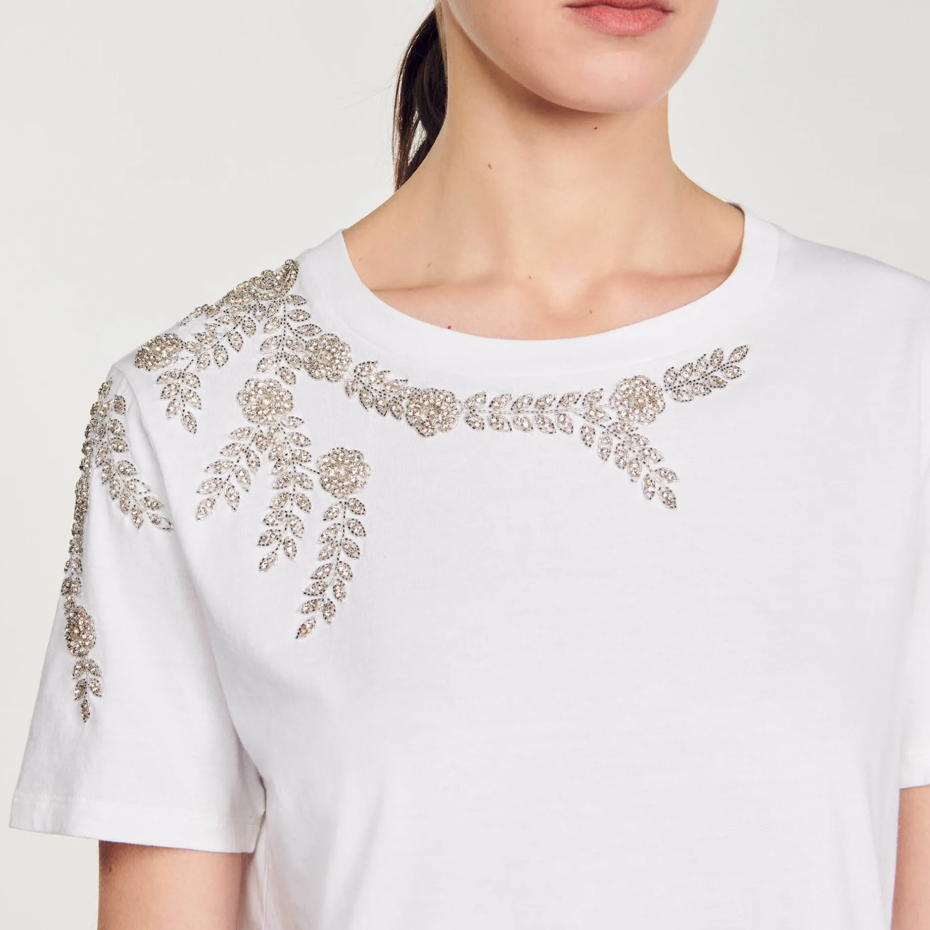 Femme SANDRO T-shirt Orné De Strass
