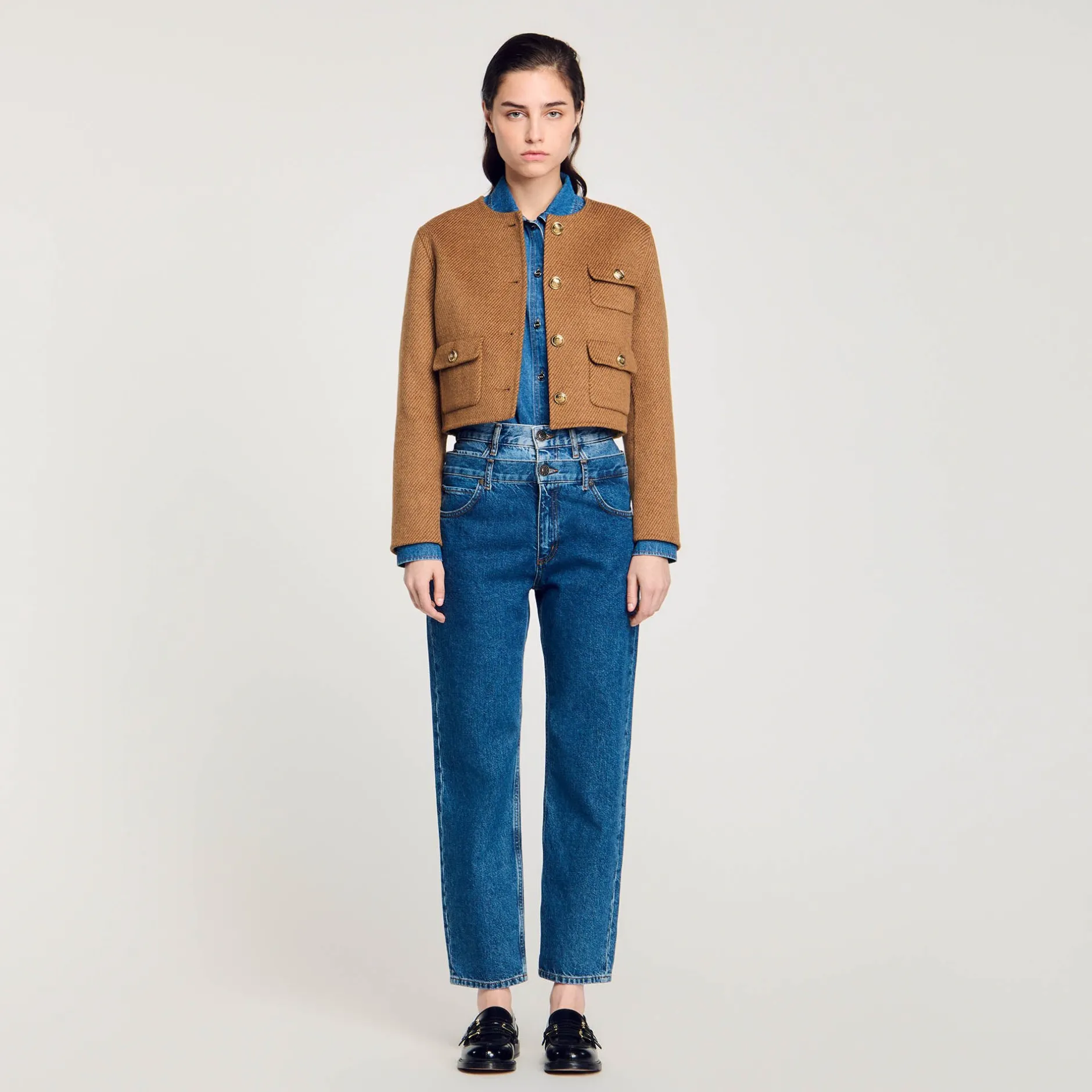 Femme SANDRO Veste Courte à Boutons
