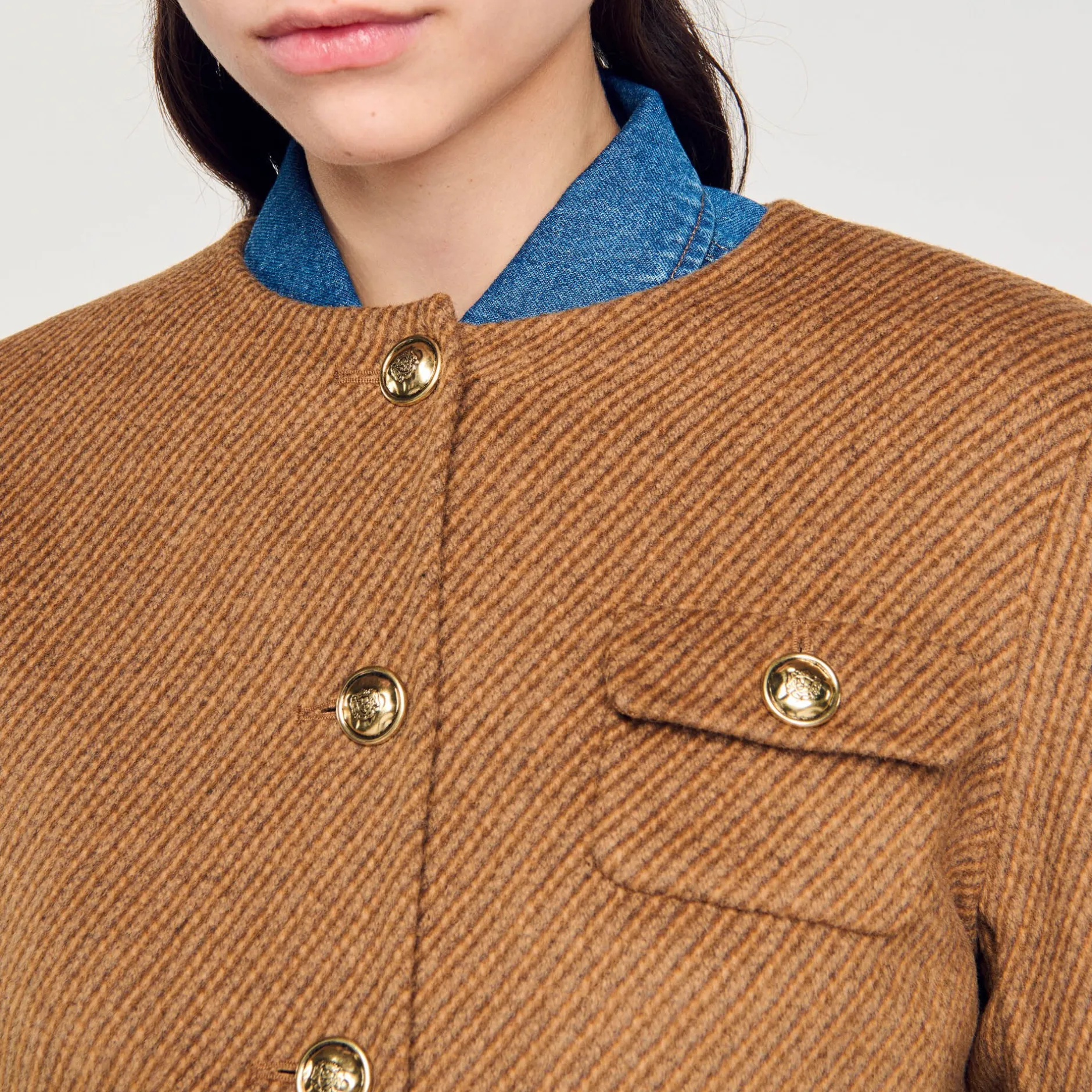 Femme SANDRO Veste Courte à Boutons