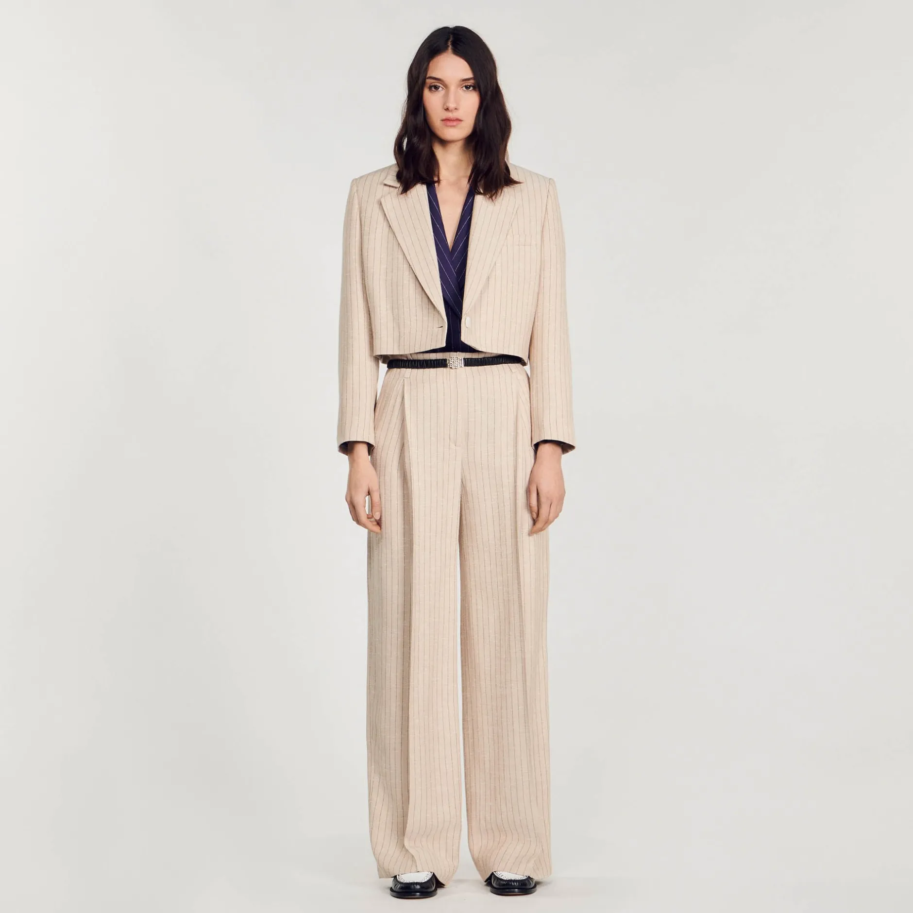 Femme SANDRO Veste Courte à Rayures