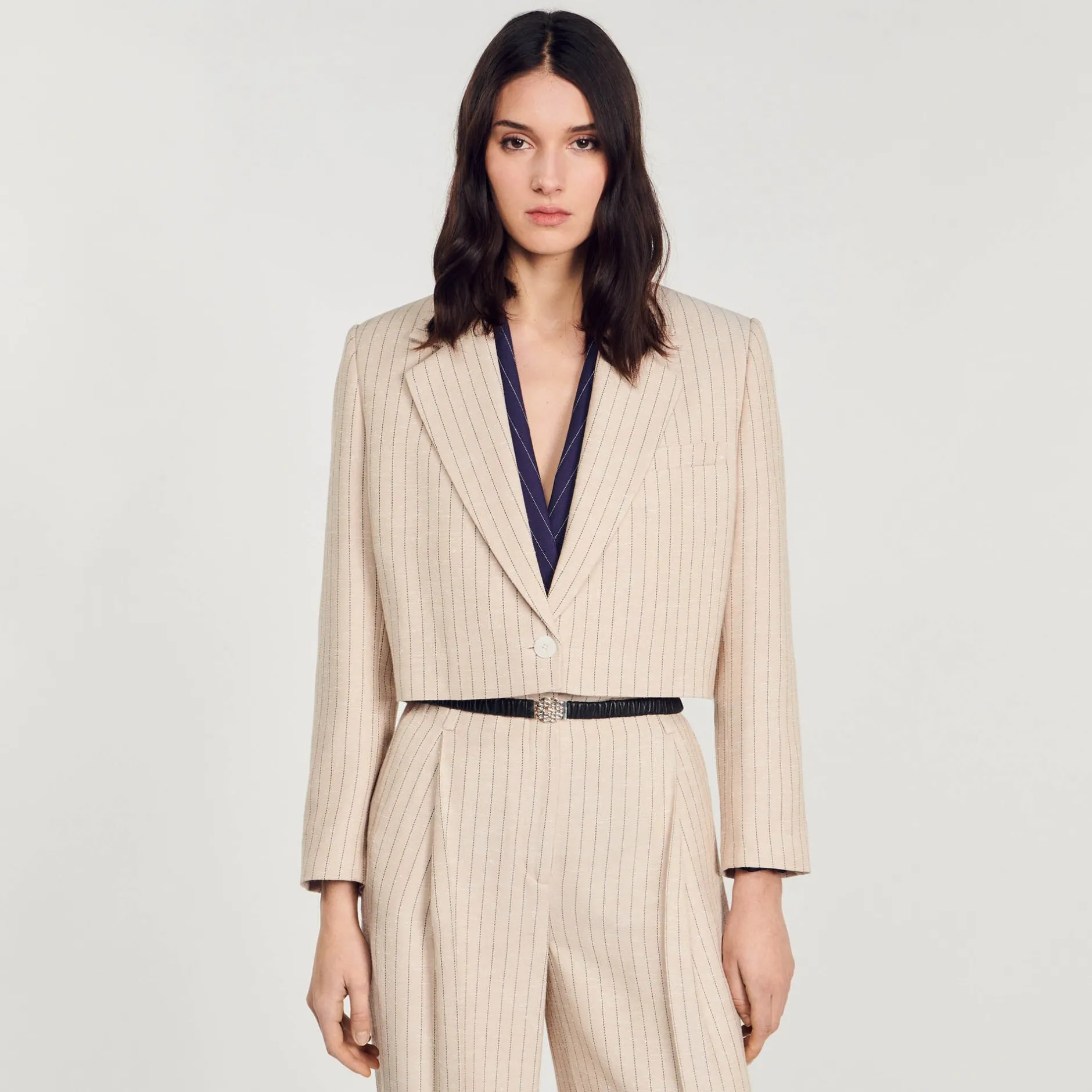 Femme SANDRO Veste Courte à Rayures
