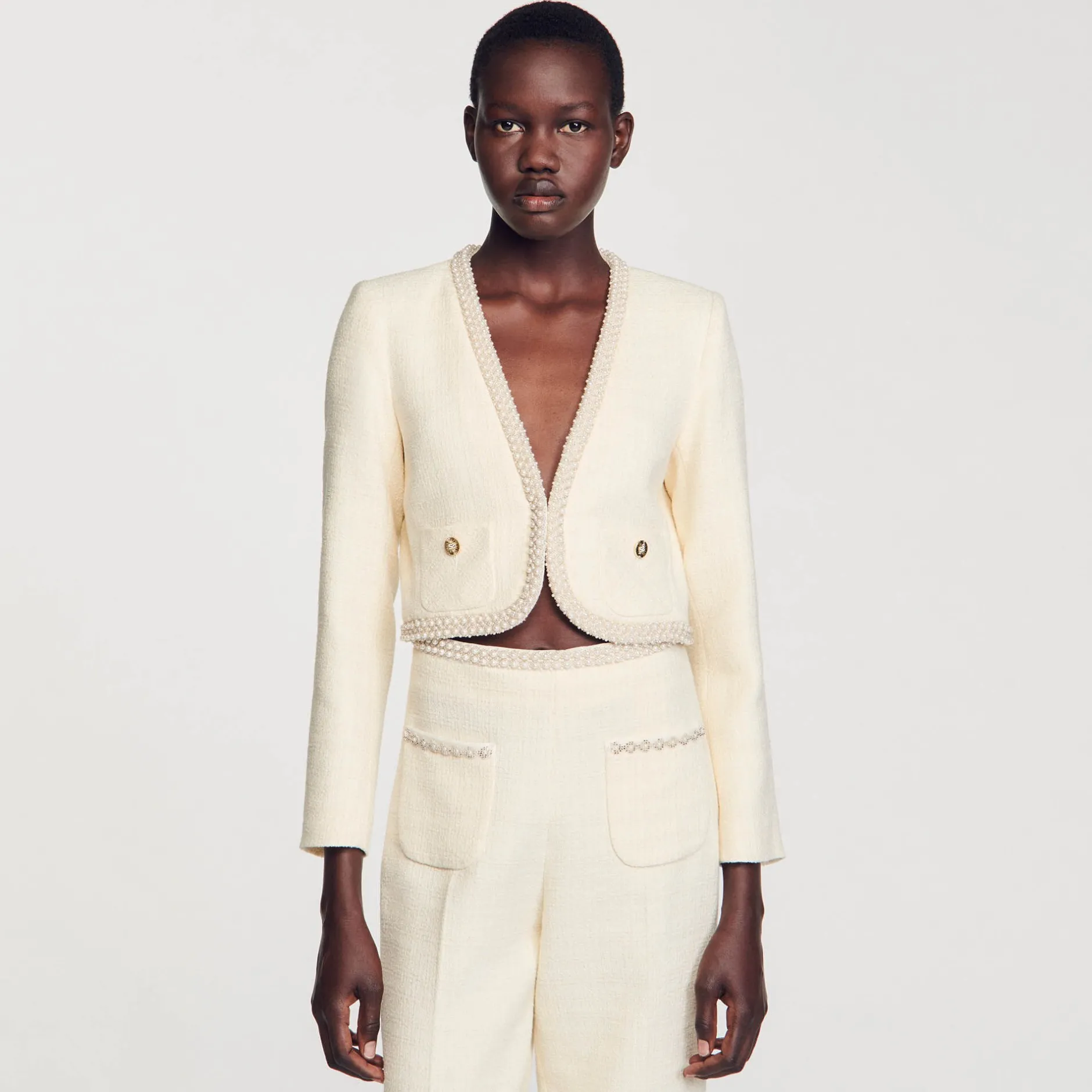 Femme SANDRO Veste Courte En Tweed