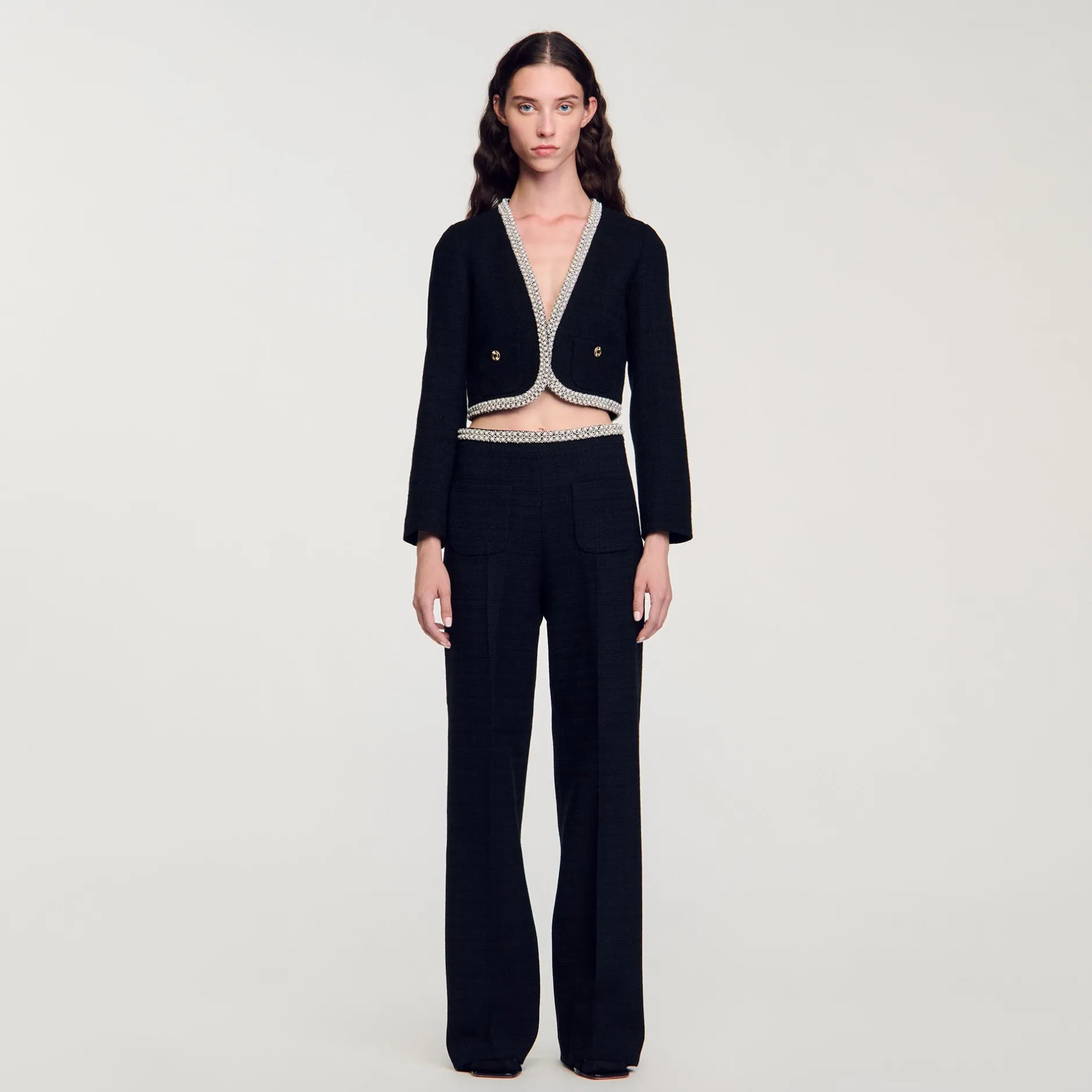 Femme SANDRO Veste Courte En Tweed