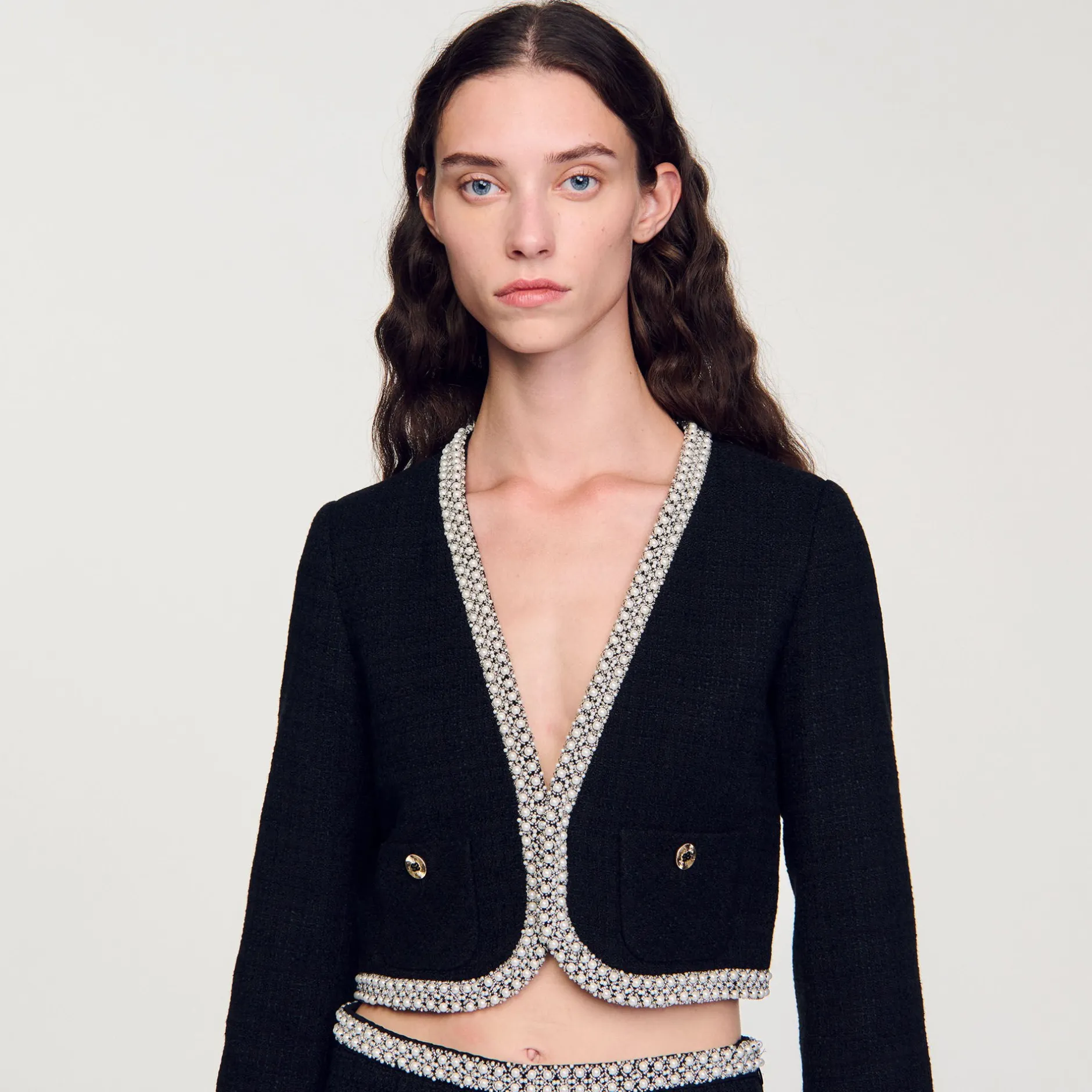 Femme SANDRO Veste Courte En Tweed