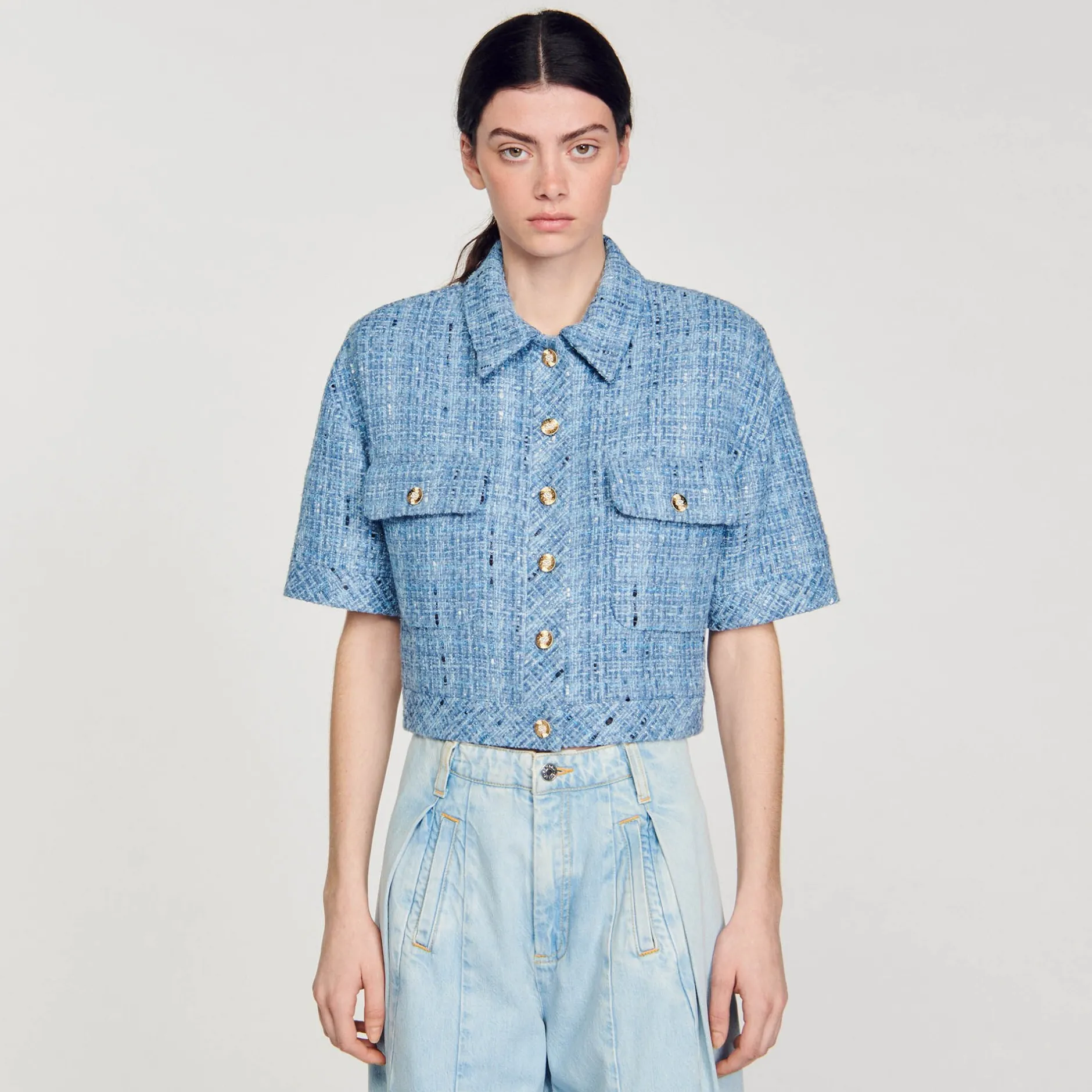 Femme SANDRO Veste Courte En Tweed