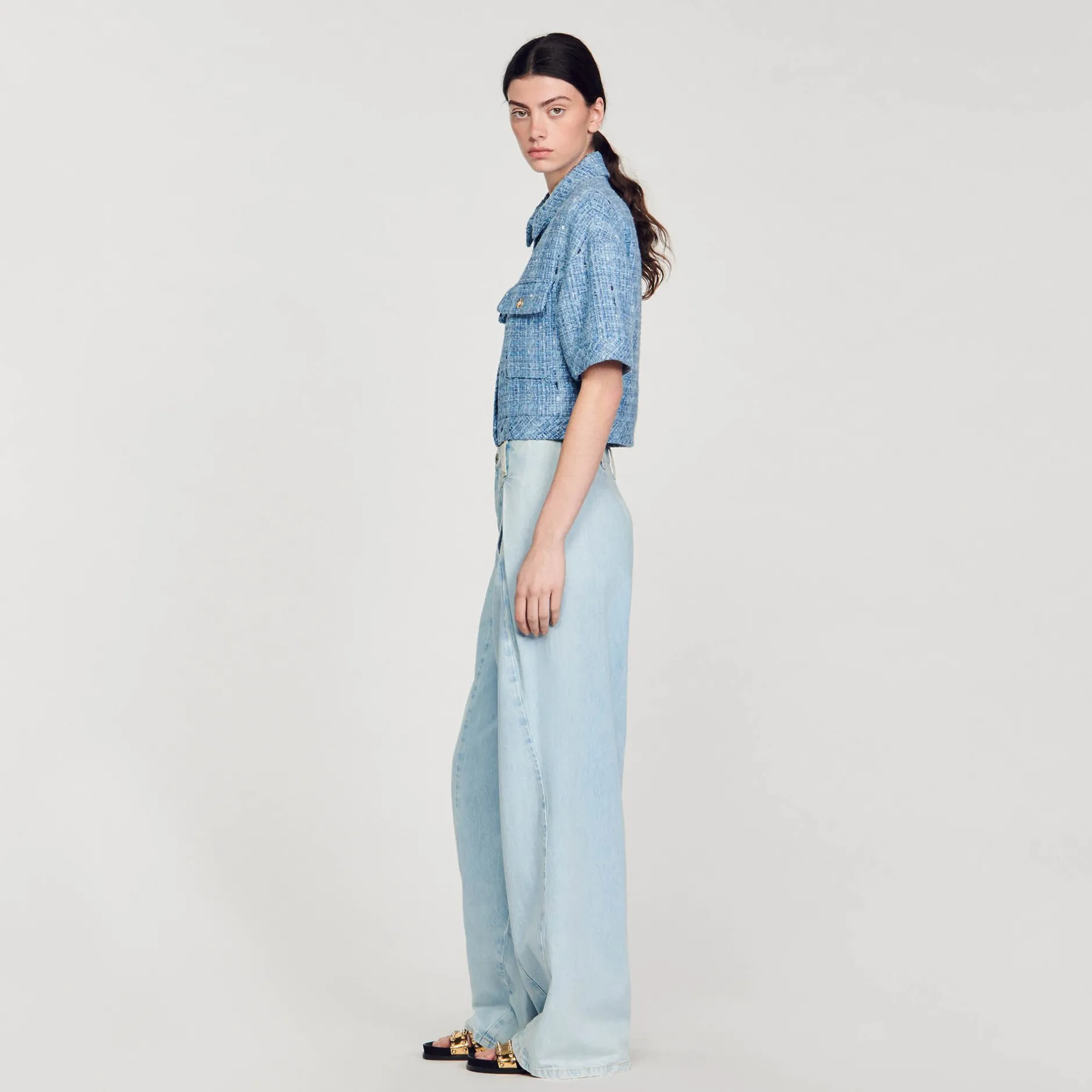 Femme SANDRO Veste Courte En Tweed