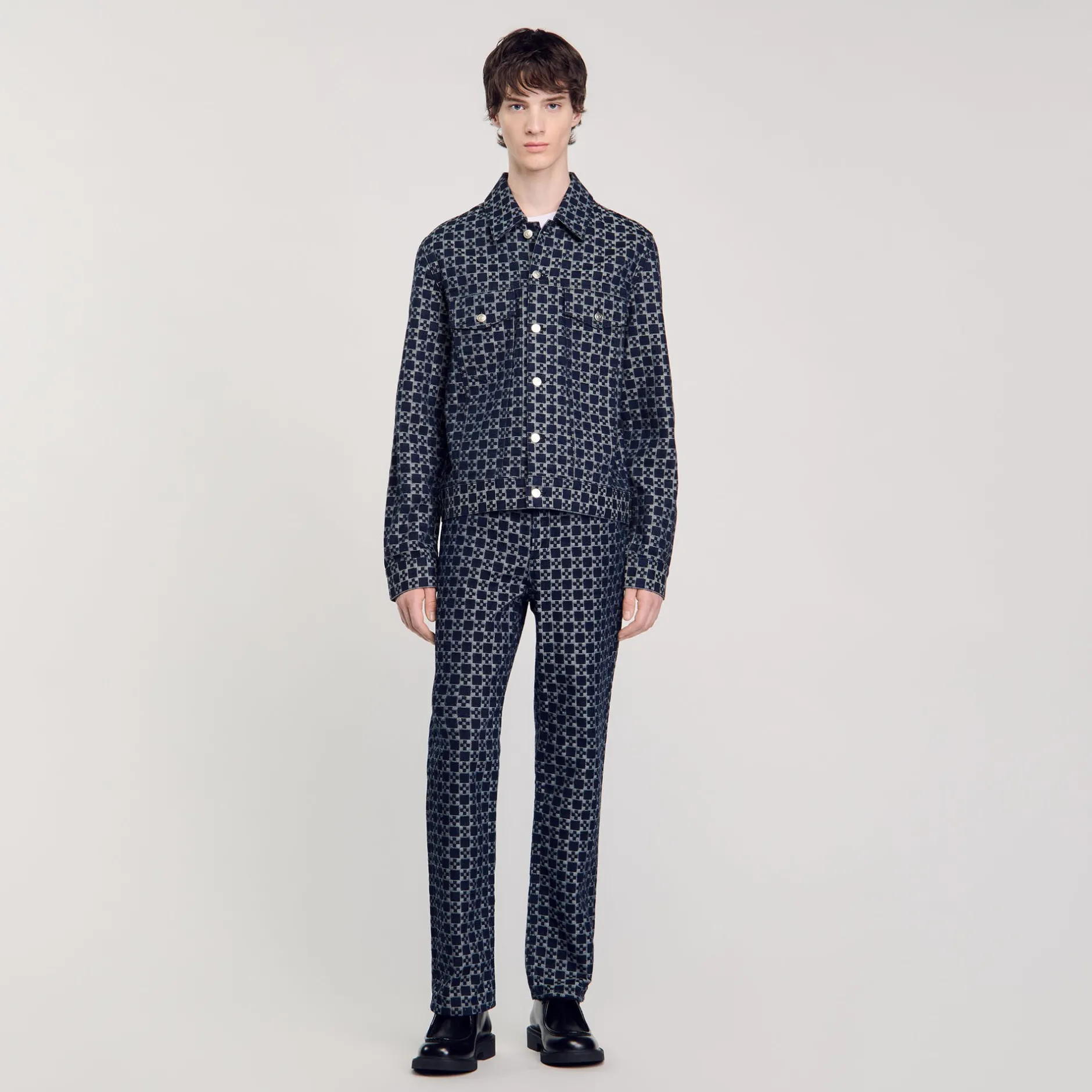 Homme SANDRO Veste En Denim Square Cross
