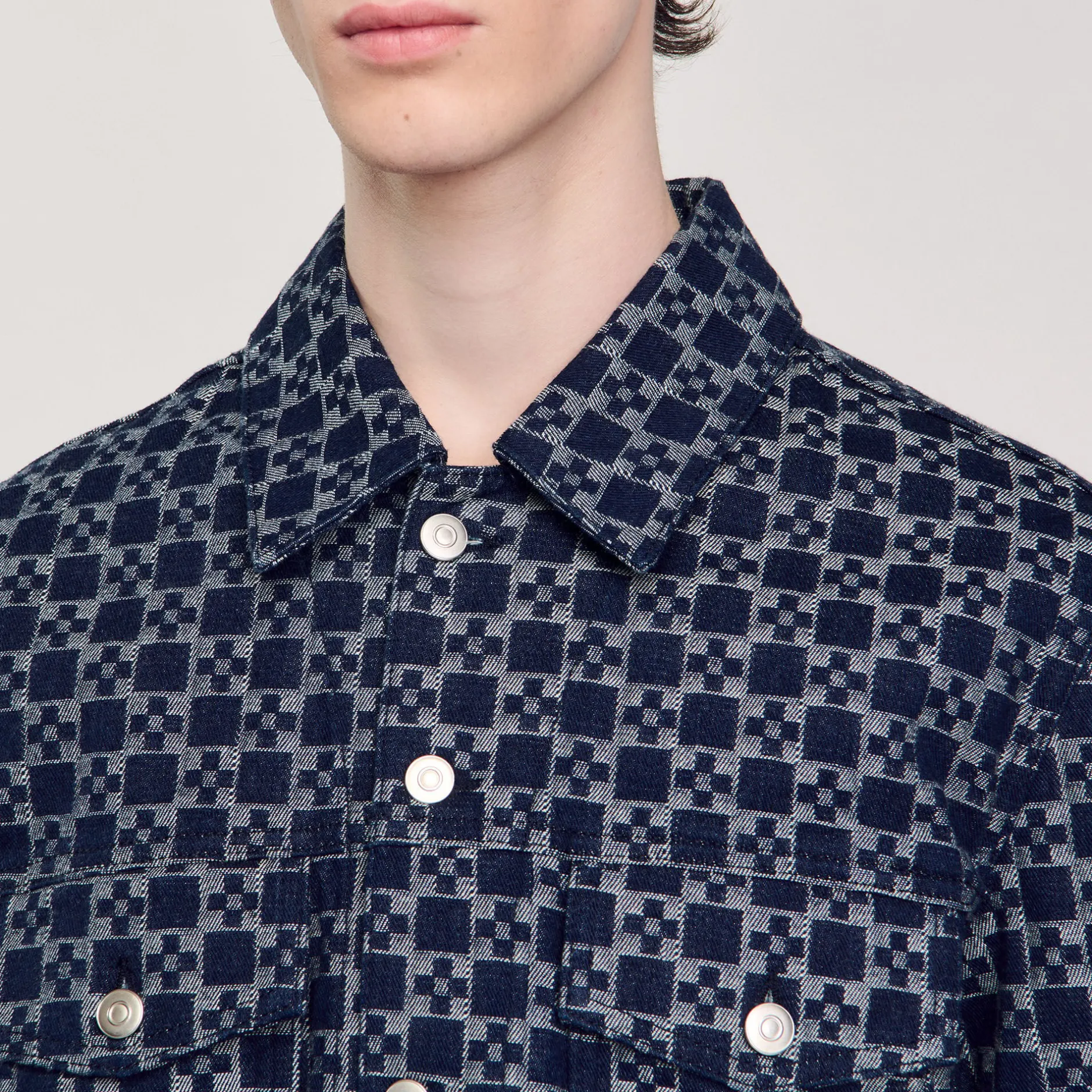 Homme SANDRO Veste En Denim Square Cross