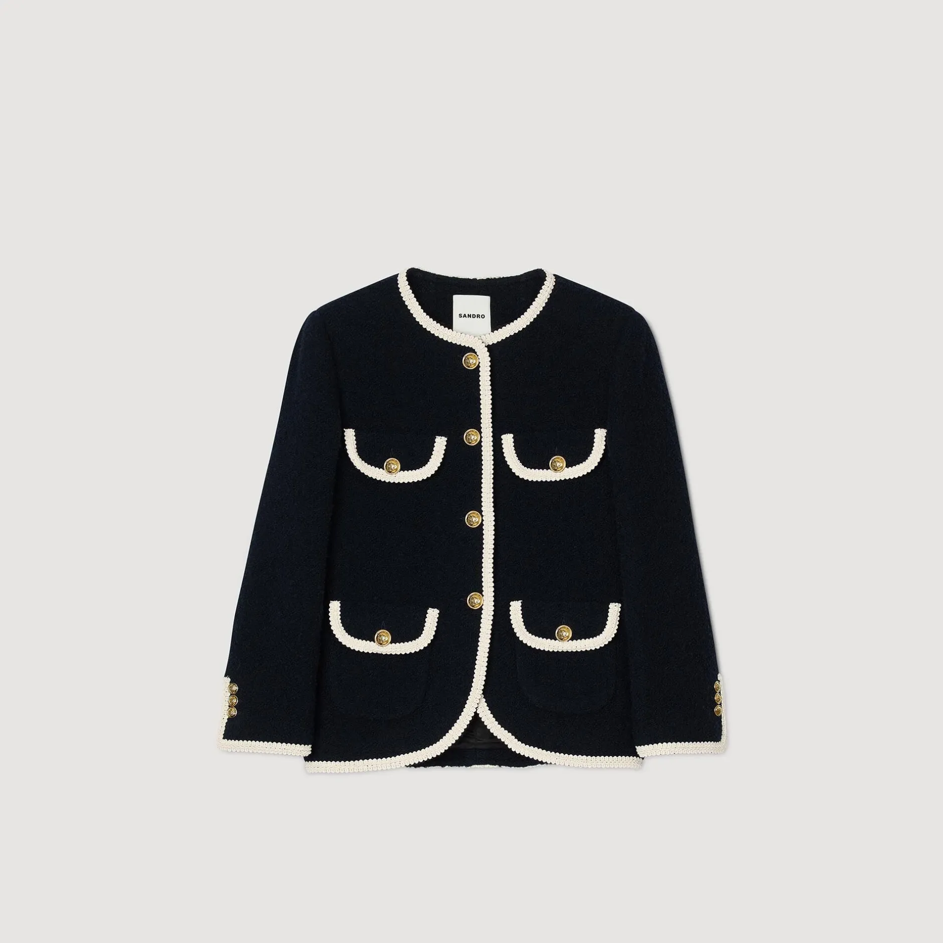 Femme SANDRO Veste Longue En Tweed